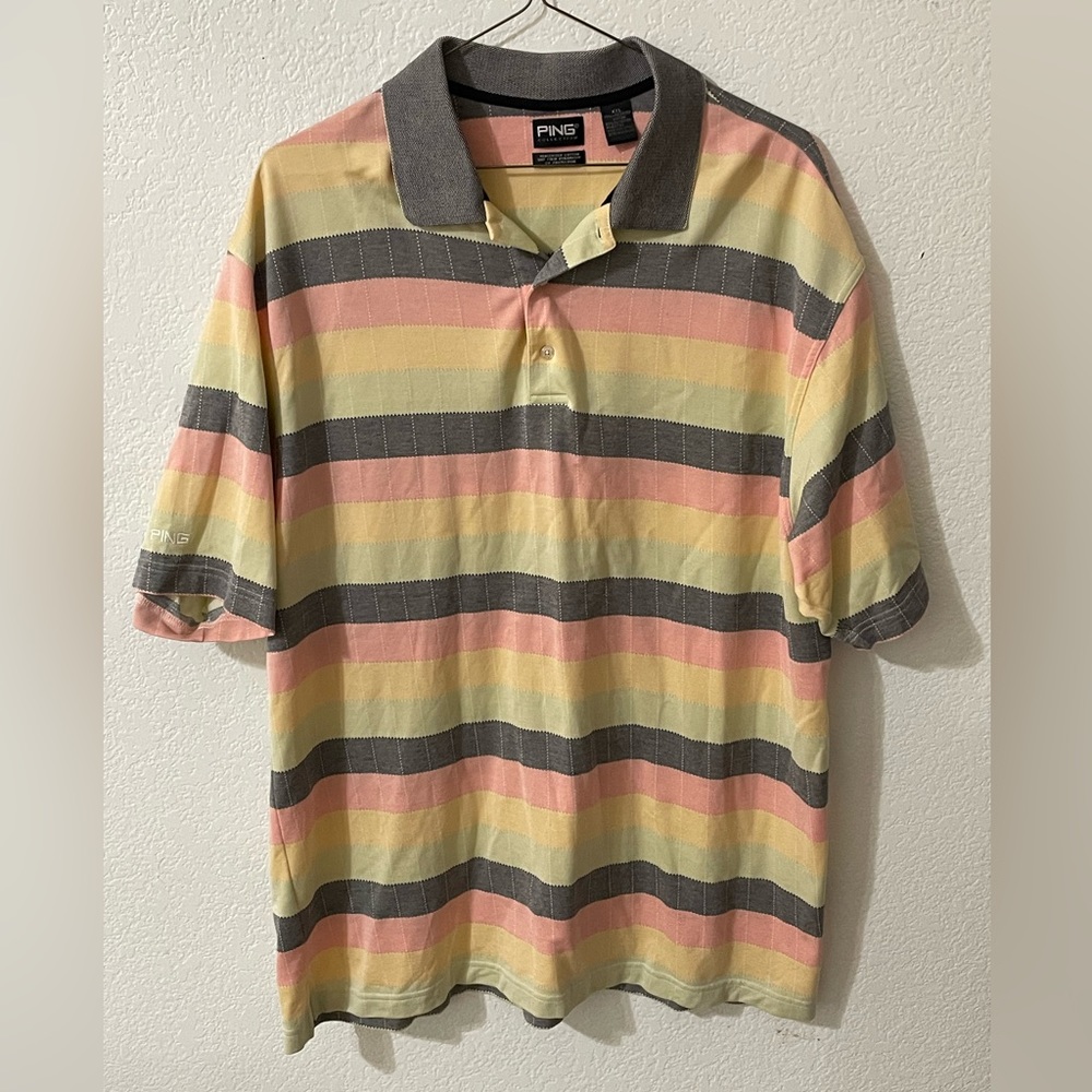 Ping Collection Golf Shirt XXL Excellent Condition Striped Pink